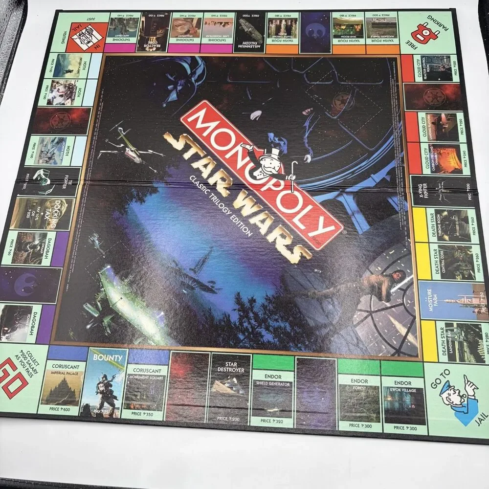 VINTAGE Monopoly Star Wars Classic Trilogy Edition COMPLETE  1997 Box Is Damaged